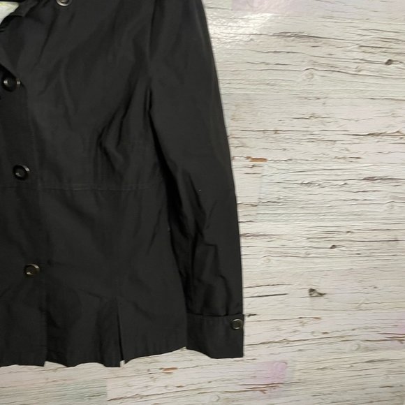 Soia & Kyo Light Jacket Trench Coat Windbreaker Ruffle Short Petite cRop Rain S - Picture 3 of 11